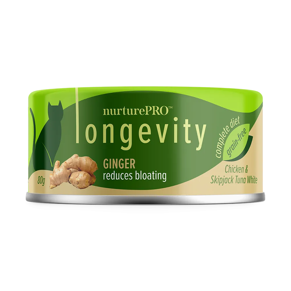 Nurture Pro Cat Longevity with Green Tea Essence GF Chicken & Skipjack Tuna White Meat Ginger 80g