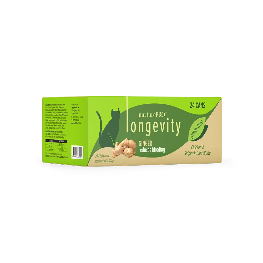 Nurture Pro Cat Longevity with Green Tea Essence GF Chicken & Skipjack Tuna White Meat Ginger 80g