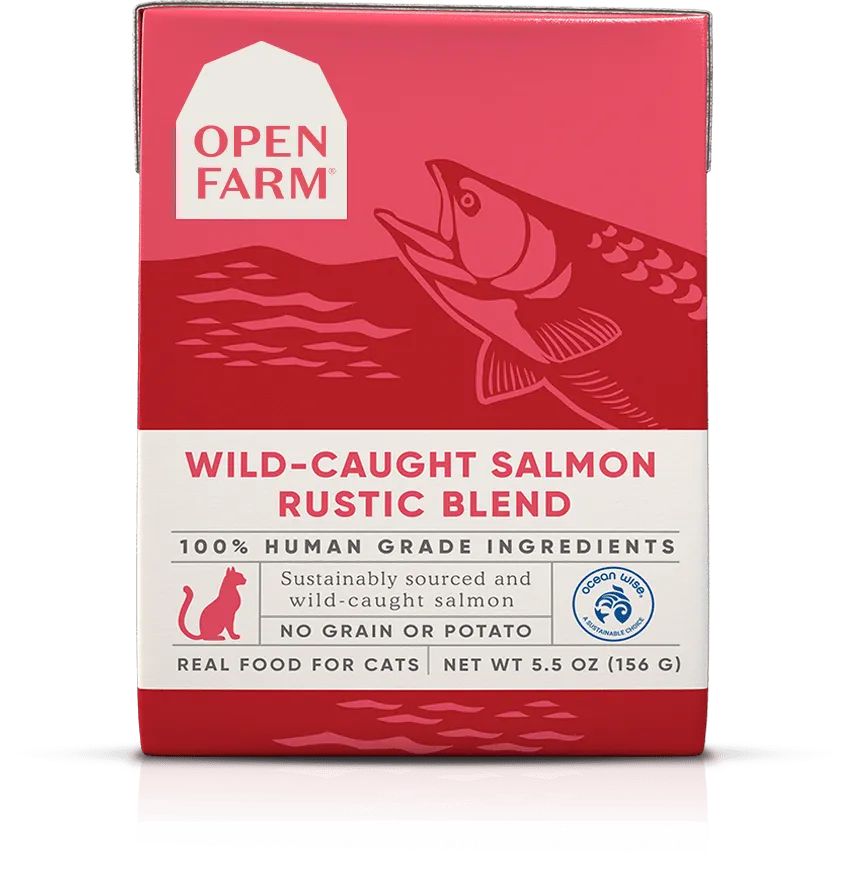 Open Farm Grain Free Wild Caught Salmon Recipe Rustic Blend Wet Cat Food