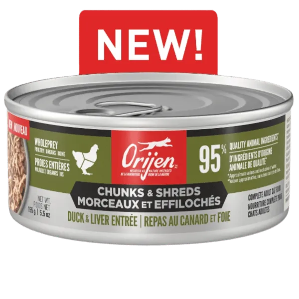 Orijen Duck & Chicken Chunks & Shreds Entre Canned Cat Food, 5.5oz