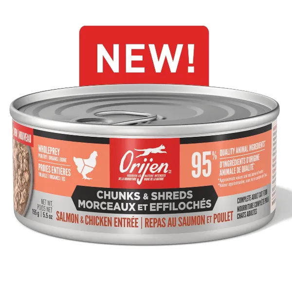 Orijen Salmon & Chicken Chunks & Shreds Entre Canned Cat Food, 5.5oz