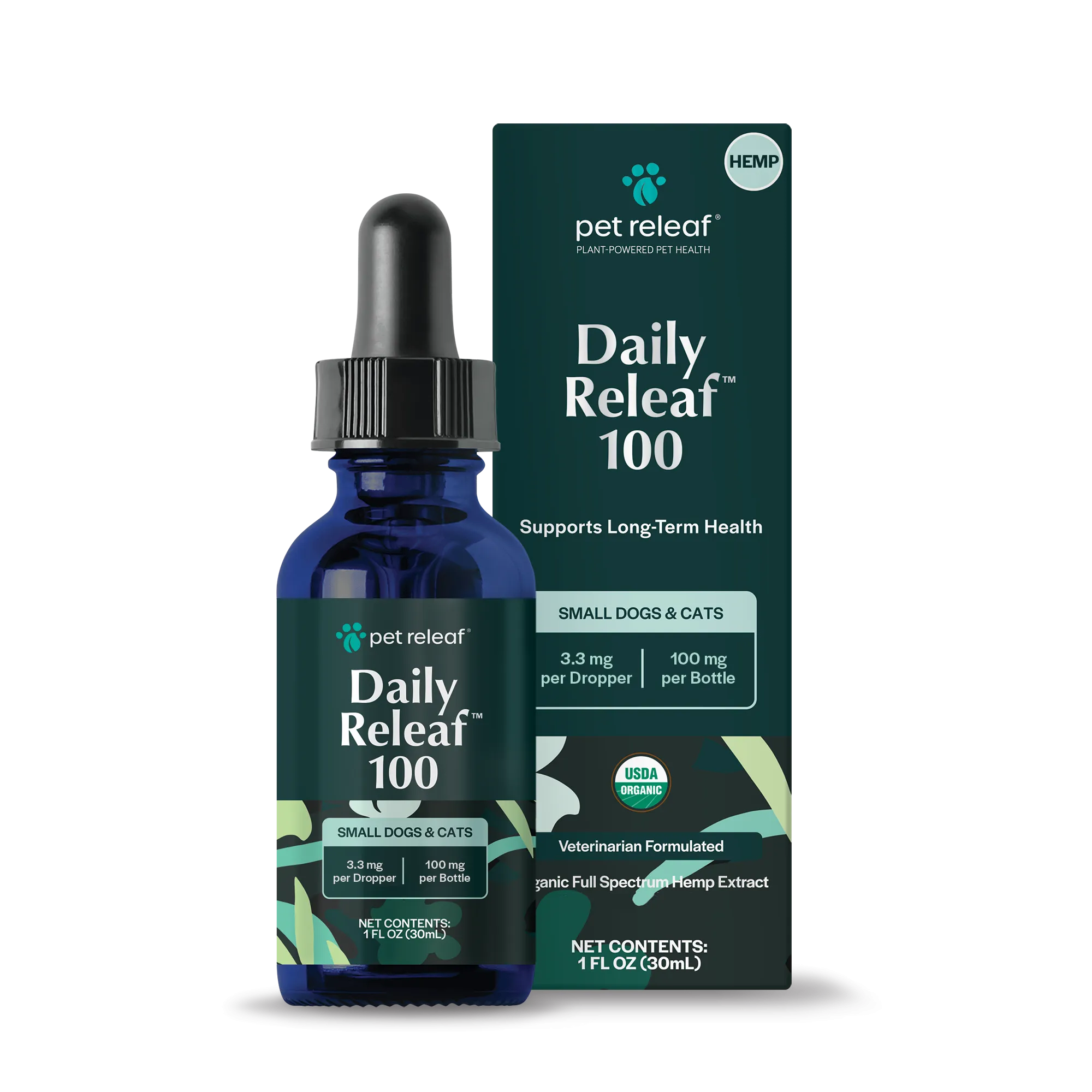 Pet Releaf Daily Releaf 100mg Hemp Oil for Small Dogs and Cats