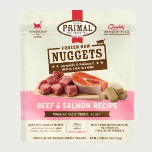 PRIMAL Frozen Raw Nuggets Beef & Salmon Recipe for Cats