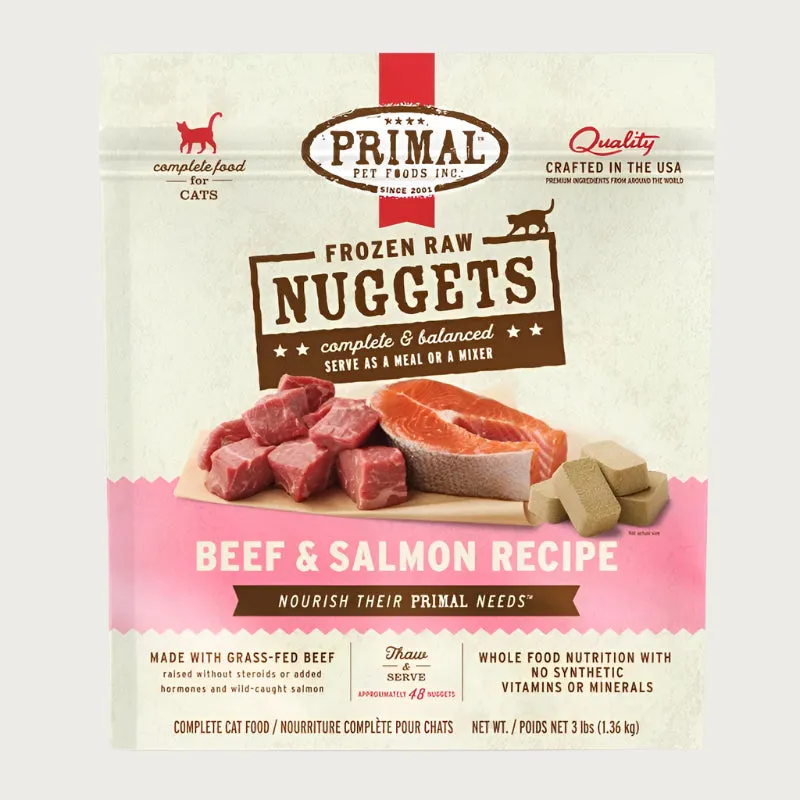 PRIMAL Frozen Raw Nuggets Beef & Salmon Recipe for Cats