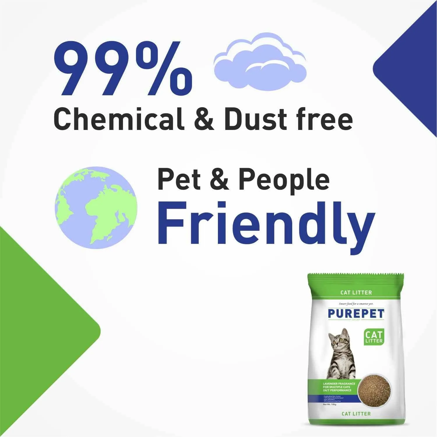 Purepet Lavender Scented and Petcrux Lavender & Lemon Scented Smart Clumping Cat Litter Combo (1 1)