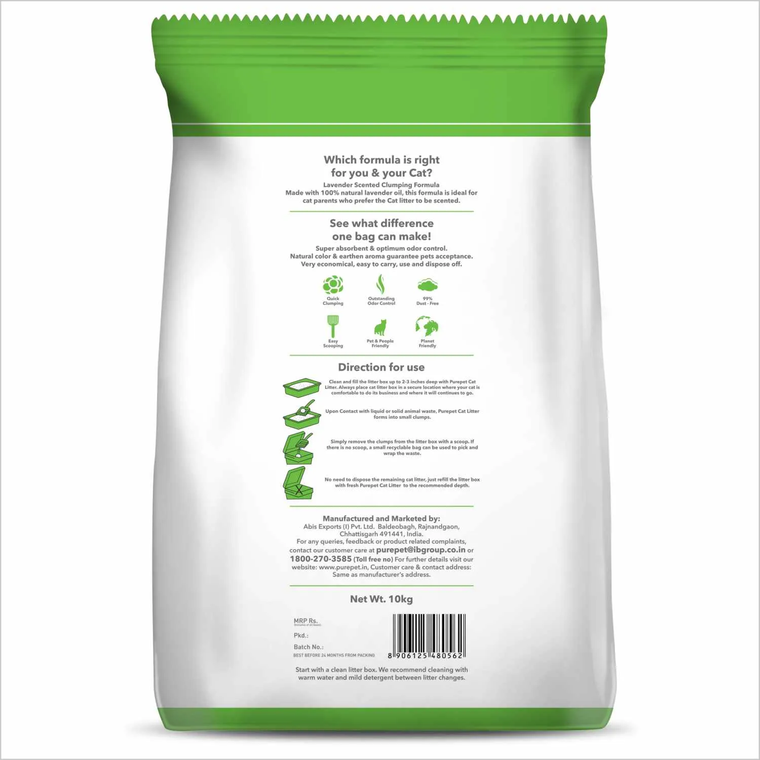 Purepet Lavender Scented and Petcrux Lavender & Lemon Scented Smart Clumping Cat Litter Combo (1 1)