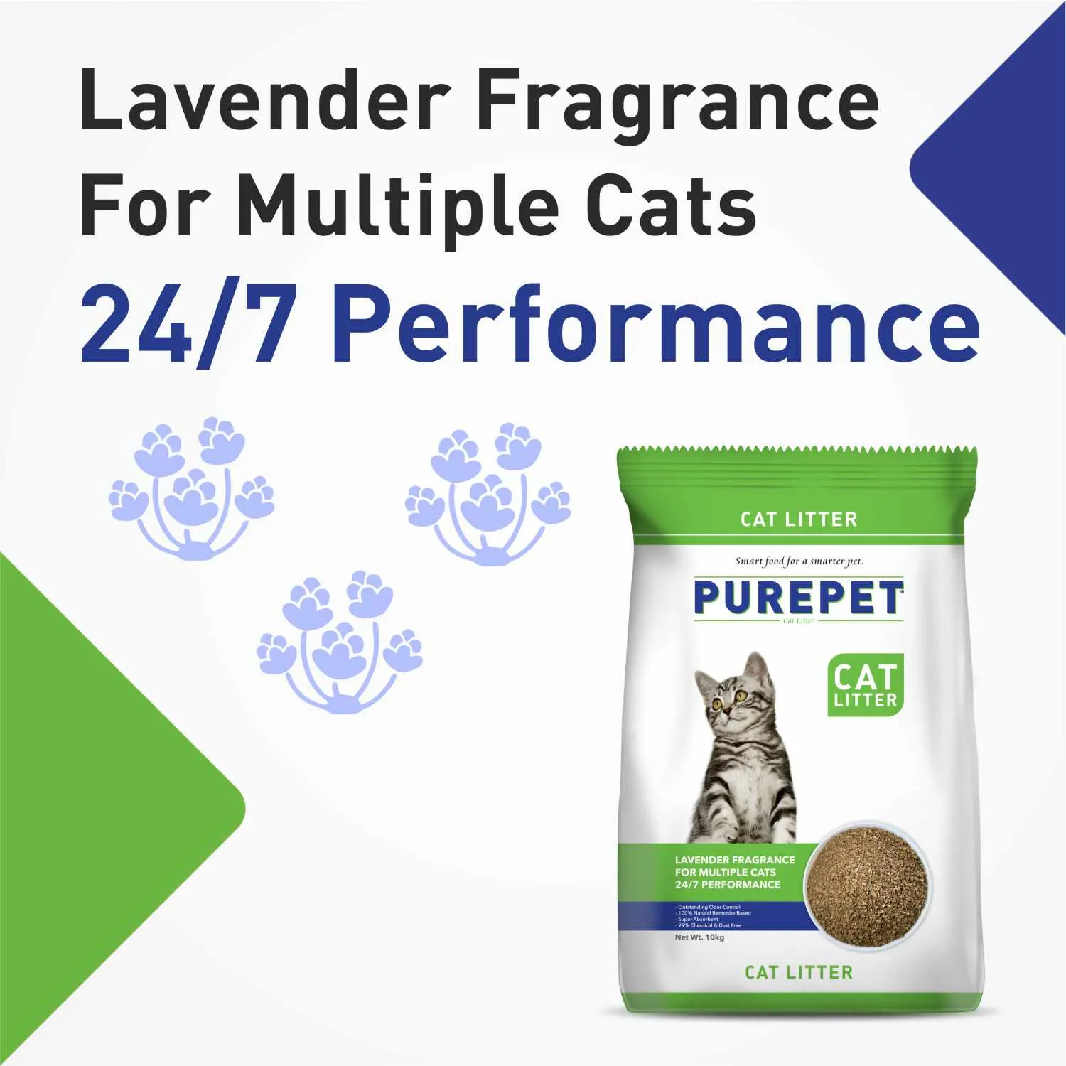 Purepet Lavender Scented and Petcrux Lavender & Lemon Scented Smart Clumping Cat Litter Combo (1 1)