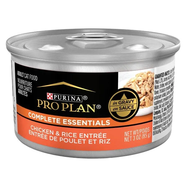 Purina Pro Plan Complete Essentials Chicken & Rice Entre in Gravy Canned Cat Food, 85g