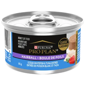 Purina Pro Plan Hairball Ocean Whitefish & Tuna Entre in Gravy Canned Cat Food, 85g