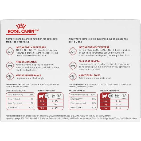 Royal Canin Adult Instinctive Thin Slices in Gravy Canned Cat Food 12 Pack