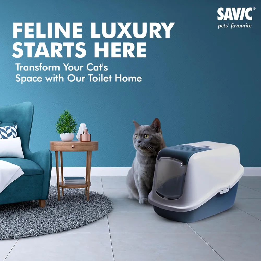 Savic Nestor Jumbo Toilet Home for Cats (Bluestone)
