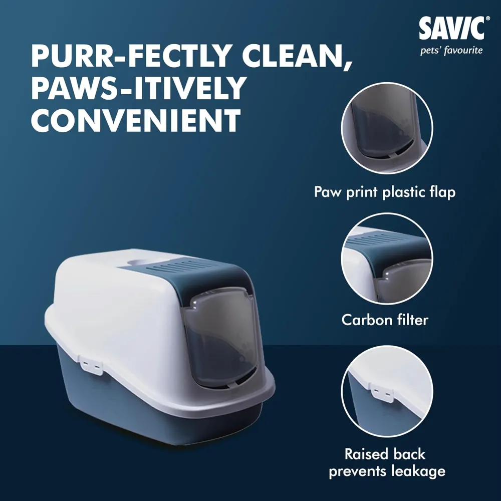 Savic Nestor Jumbo Toilet Home for Cats (Bluestone)