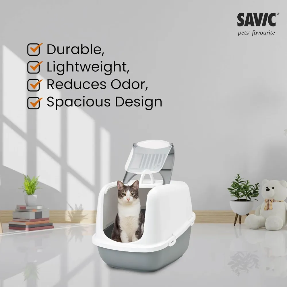 Savic Nestor Jumbo Toilet Home for Cats (Cold Grey)