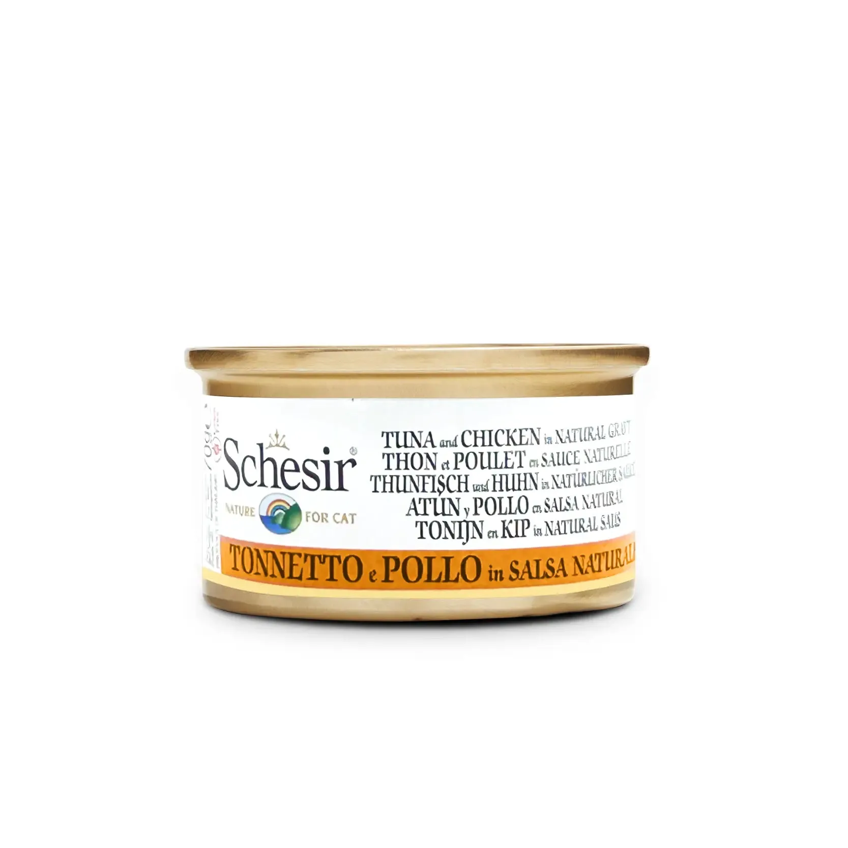 Schesir - Complementary Grain Free Wet Food for Adult Cats - Tuna and Chicken in Natural Gravy 70g