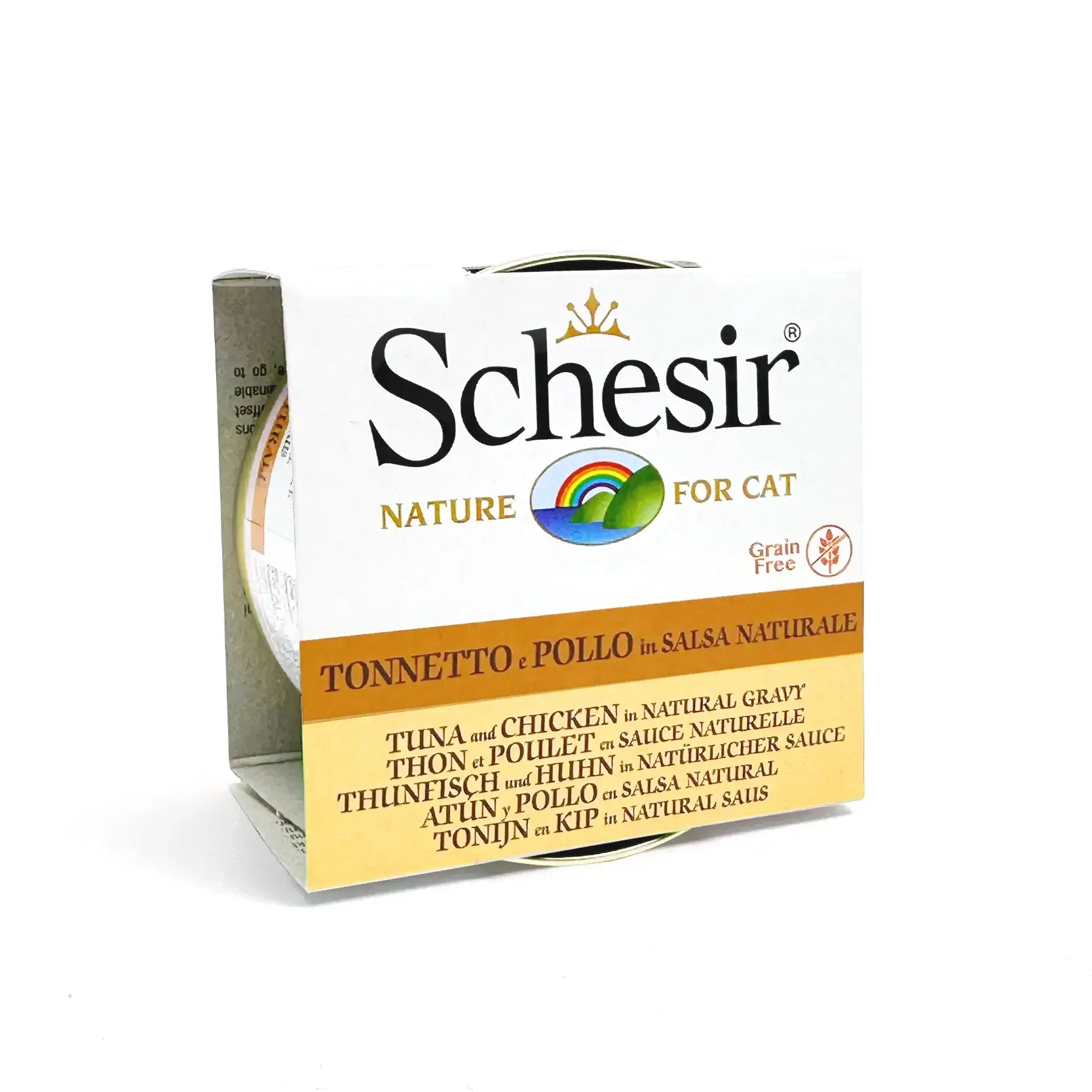 Schesir - Complementary Grain Free Wet Food for Adult Cats - Tuna and Chicken in Natural Gravy 70g