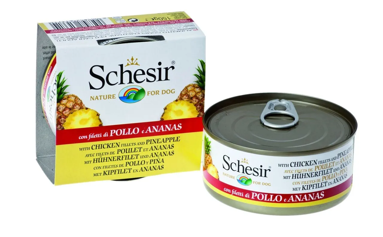Schesir - Complementary Wet Food for Adult Cats - Chicken Fillets with Pineapple 85g