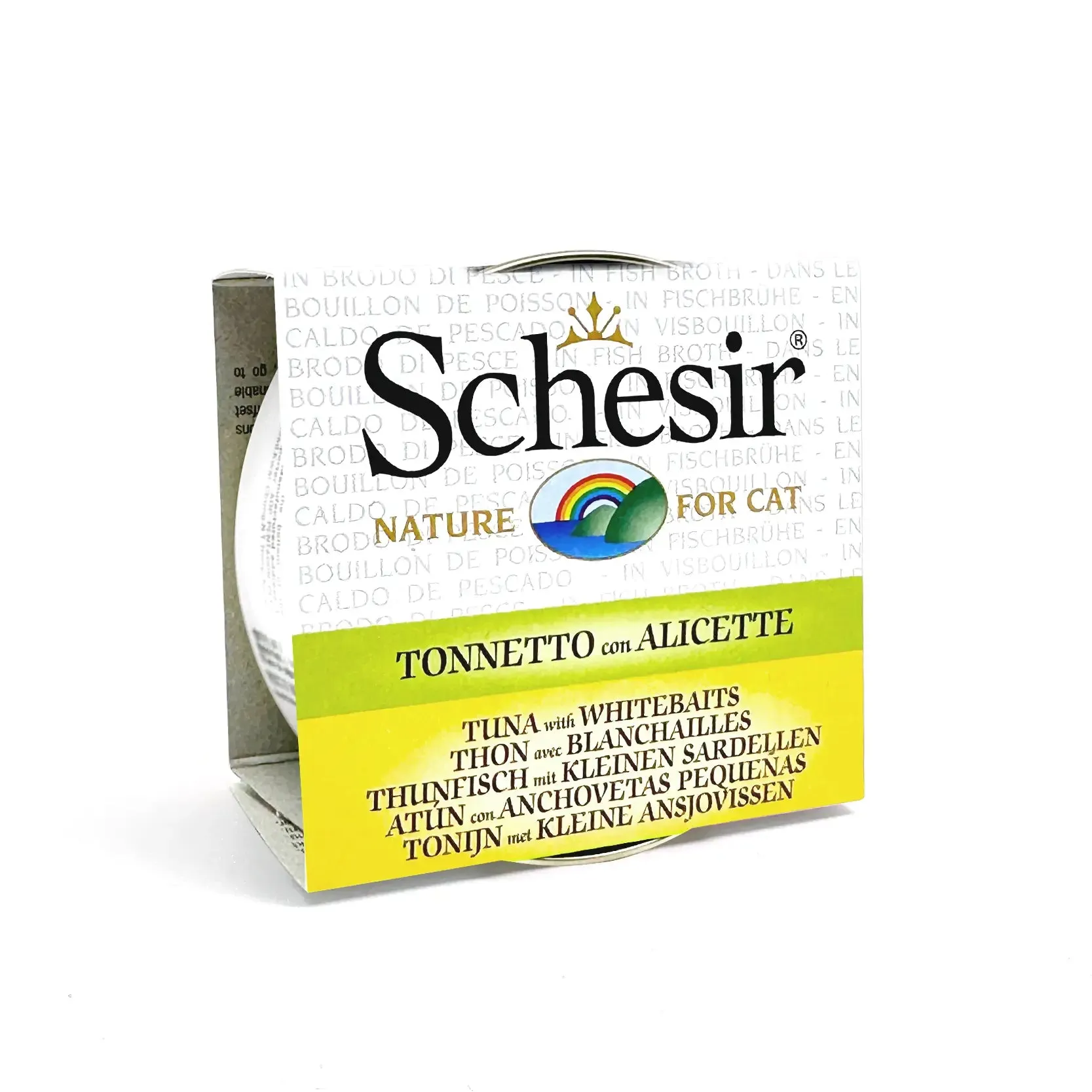 Schesir - Complementary Wet Food for Adult Cats - Tuna with Whitebaits in Cooking Broth 70g