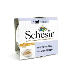 Schesir - Complete Grain Free Wet Food for Adult Cats - Tuna with Sea Bream in Sauce 70g
