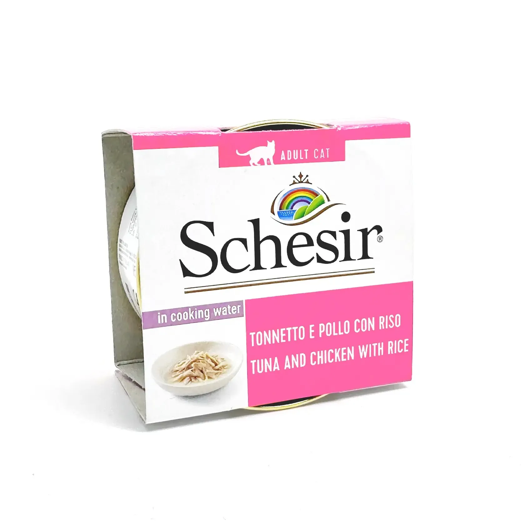 Schesir - Complete Wet Food for Adult Cats - Tuna and Chicken with Rice in Cooking Water 85g
