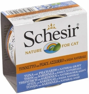 Schesir Tuna Entre with Pilchards in Natural Gravy Adult Wet Cat Food
