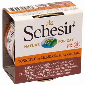Schesir Tuna Entre with Salmon in Natural Gravy Adult Wet Cat Food