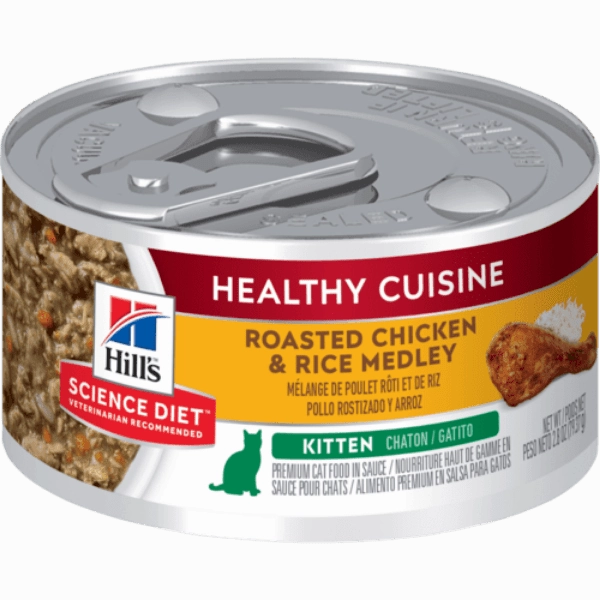 Science Diet Healthy Cuisine Roasted Chicken & Rice Medley Canned Kitten Food, 2.8oz