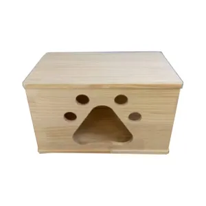 Solid Wood Pet House - Paw Print M (L50cm x B30cm x H30cm)