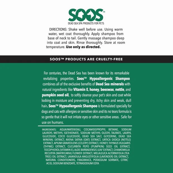 Soos Pets Natural Hypoallergenic Shampoo