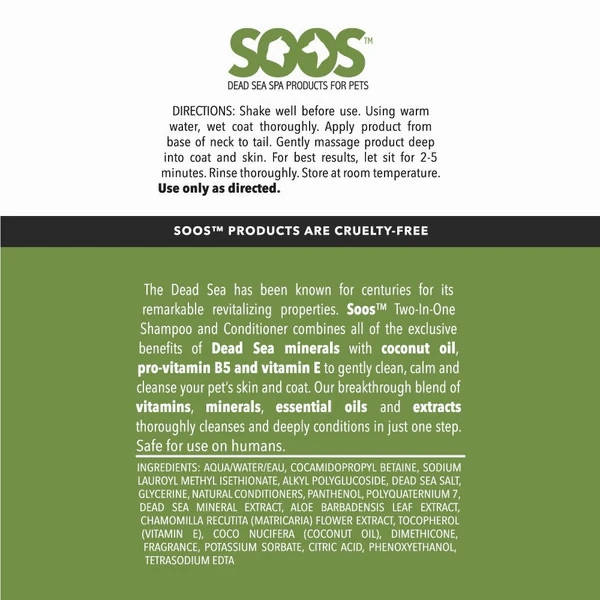 Soos Pets Natural Two-In-One Pet Shampoo and Conditioner