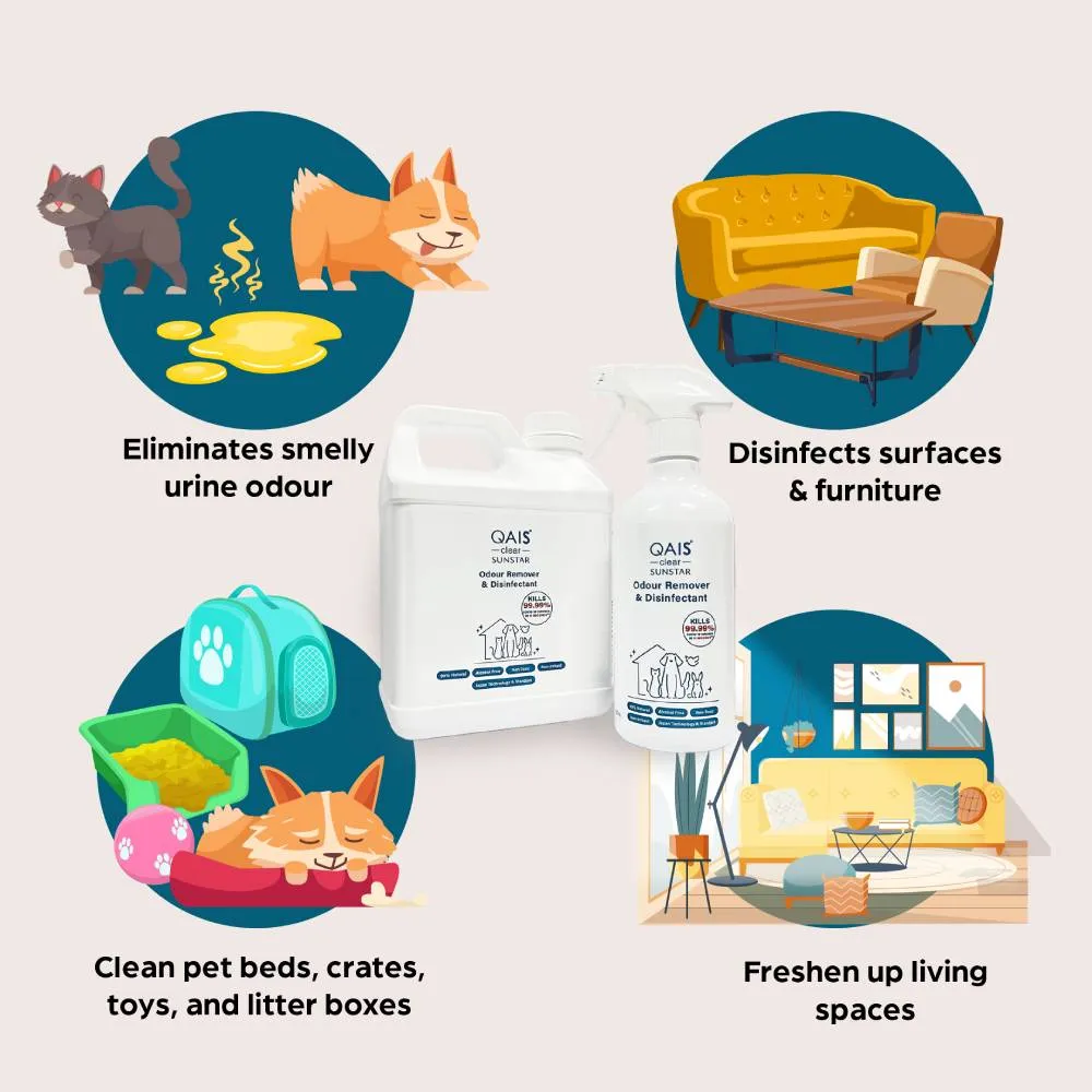 Sunstar Qais Clear Pet Odour Remover & Disinfectant 450ml