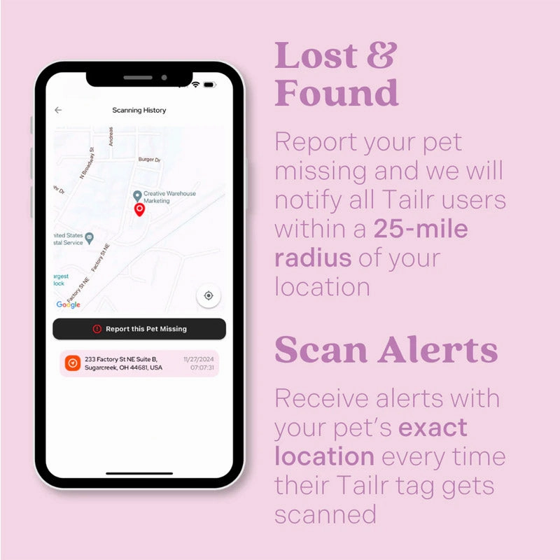 TAILR Classic QR Code Pet ID Tag for Dogs & Cats