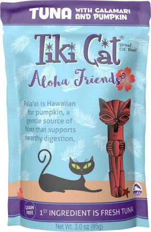 Tiki Cat Aloha Friends Grain Free Tuna with Calamari and Pumpkin Cat Food Pouches