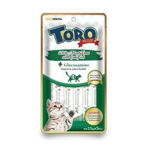 Toro Cat Treat Plus White Meat Tuna with Cod Fish and Glucosamine for Joint Health 75g (15g x 5pcs)