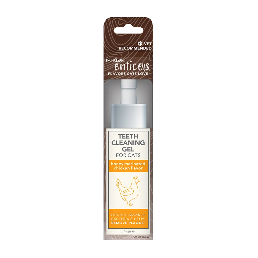 TropiClean Enticers Teeth Cleaning Gel for Cats - Honey Marinated Chicken Flavor 2oz