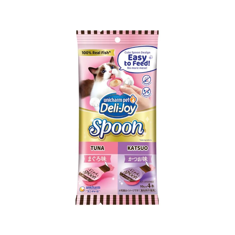 Unicharm Cat Treat Deli-Joy Spoon Tuna & Katsuo 10g x 4