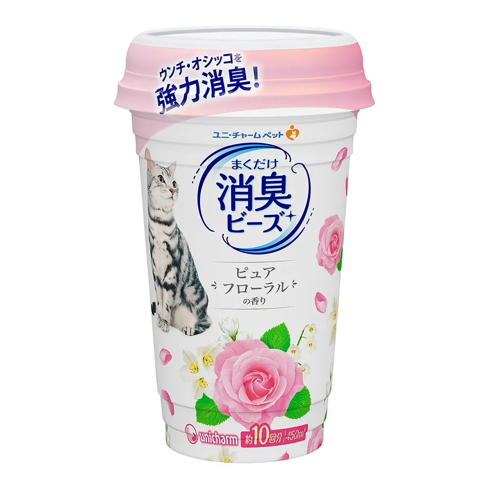 Unicharm Pet Cat Deodorising Beads Floral 450ml
