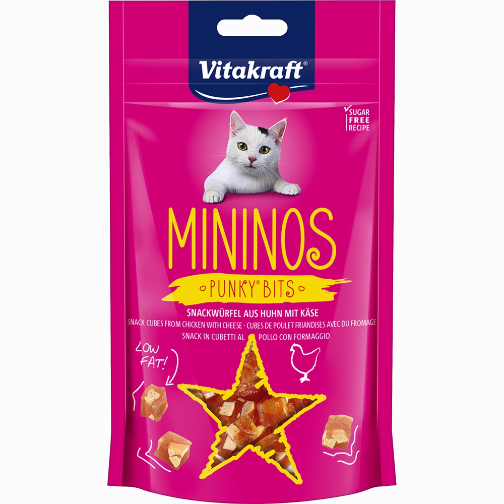 Vitakraft Cat Mininos Punky Bits - Chicken and Cheese Snack Cubes 40g