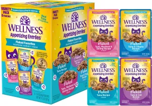 Wellness Appetizing Entrees Flaked Seafood Variety Pack Pouches Wet Cat Food (8 pack)