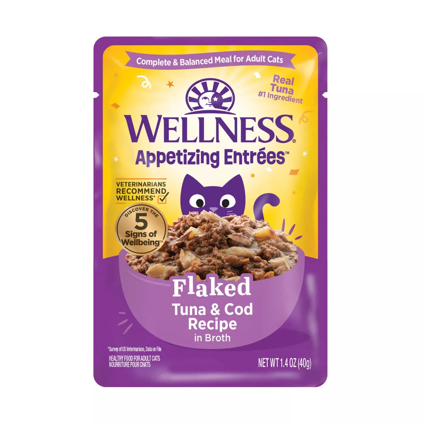 Wellness Appetizing Entrees Flaked Tuna & Cod Wet Cat Food Pouch