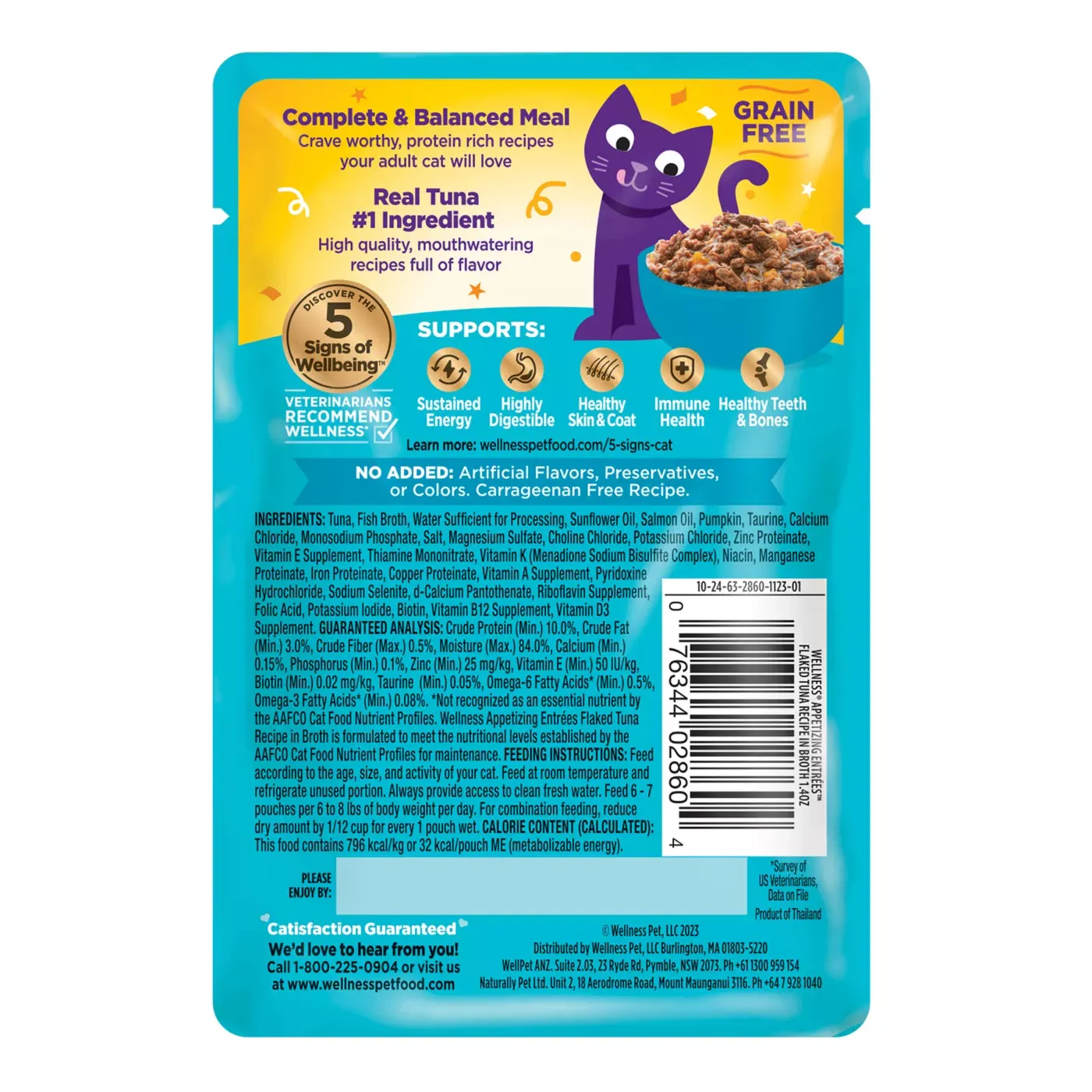 Wellness Appetizing Entrees Flaked Tuna Wet Cat Food Pouch