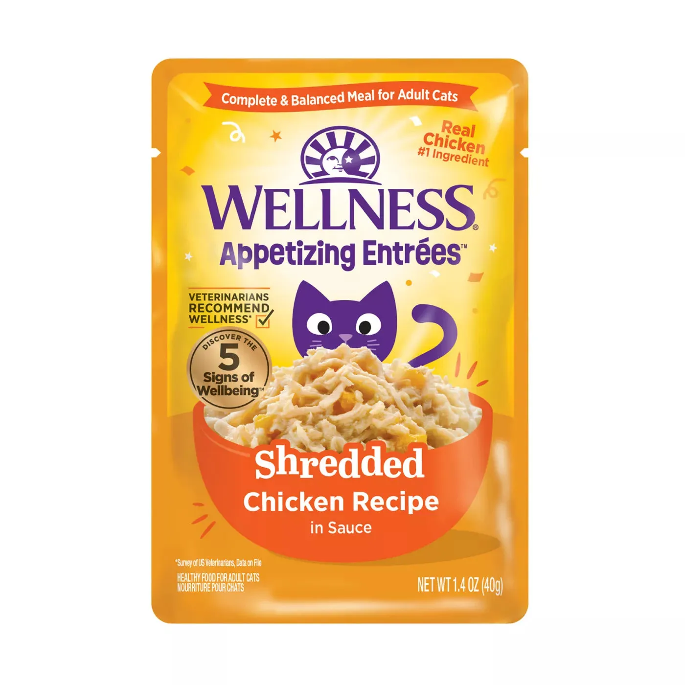 Wellness Appetizing Entrees Shredded Chicken Wet Cat Food Pouch