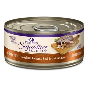 Wellness Cat Core Grain Free Signature Selects Shredded Boneless Chicken & Beef Entree in Sauce 5.3oz