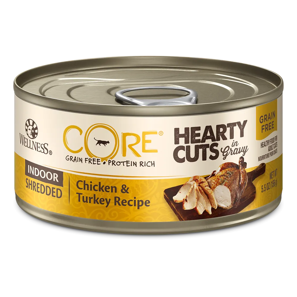 Wellness Cat Core Hearty Cuts - Indoor Shredded Chicken & Turkey Recipe 5.5oz