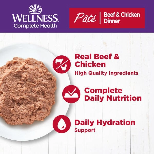 Wellness Complete Health Pate Beef & Chicken Dinner Canned Cat Food, 5.5oz