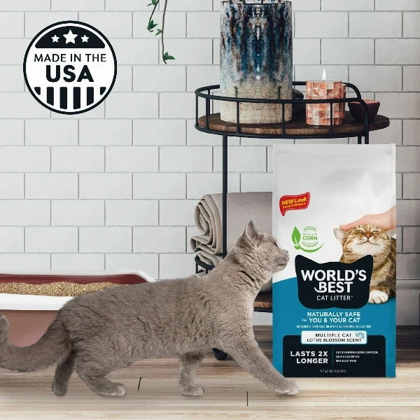 WORLD'S BEST Multiple Cat Lotus Blossom Scented Clumping Cat Litter, 28lb