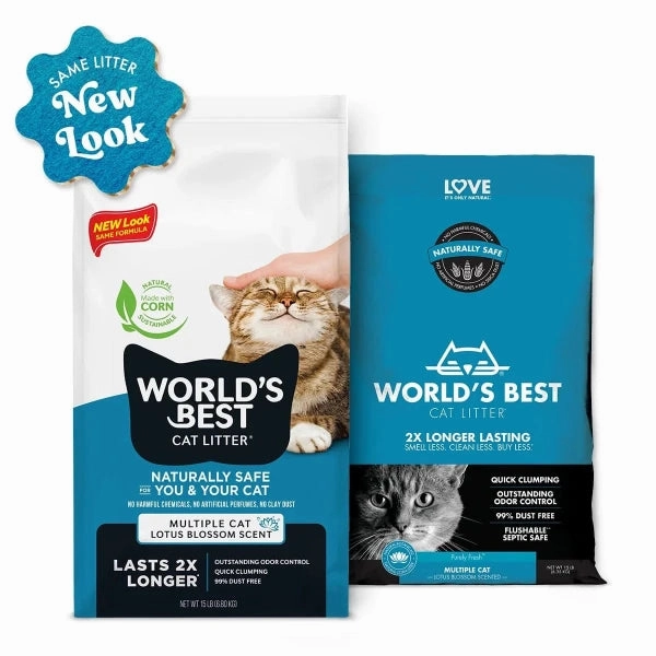 WORLD'S BEST Multiple Cat Lotus Blossom Scented Clumping Cat Litter, 28lb