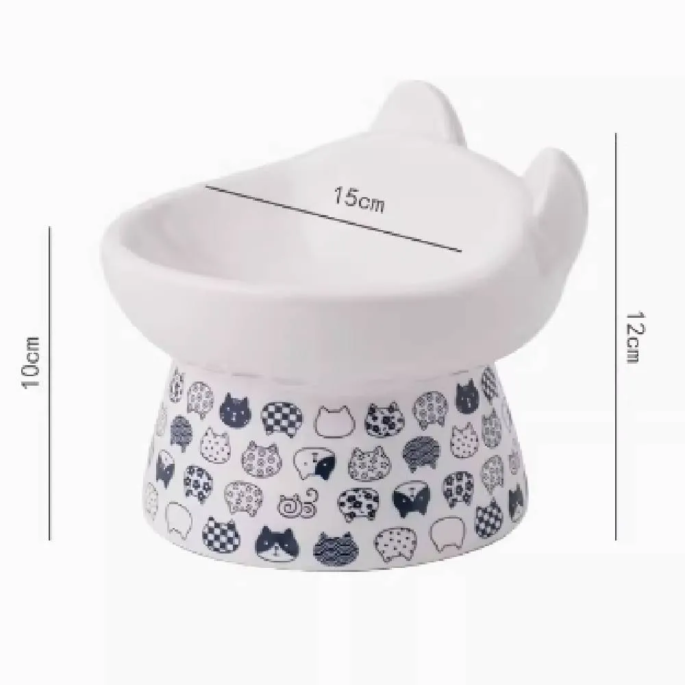 Xiaoxu Cat Raised Ceramic Feeding Bowl D15cm x H12cm