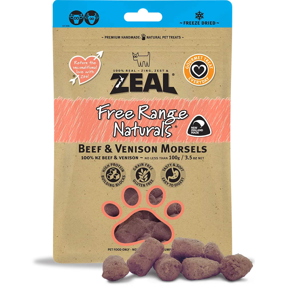 Zeal Free Range Naturals Beef & Venison Morsels 100g
