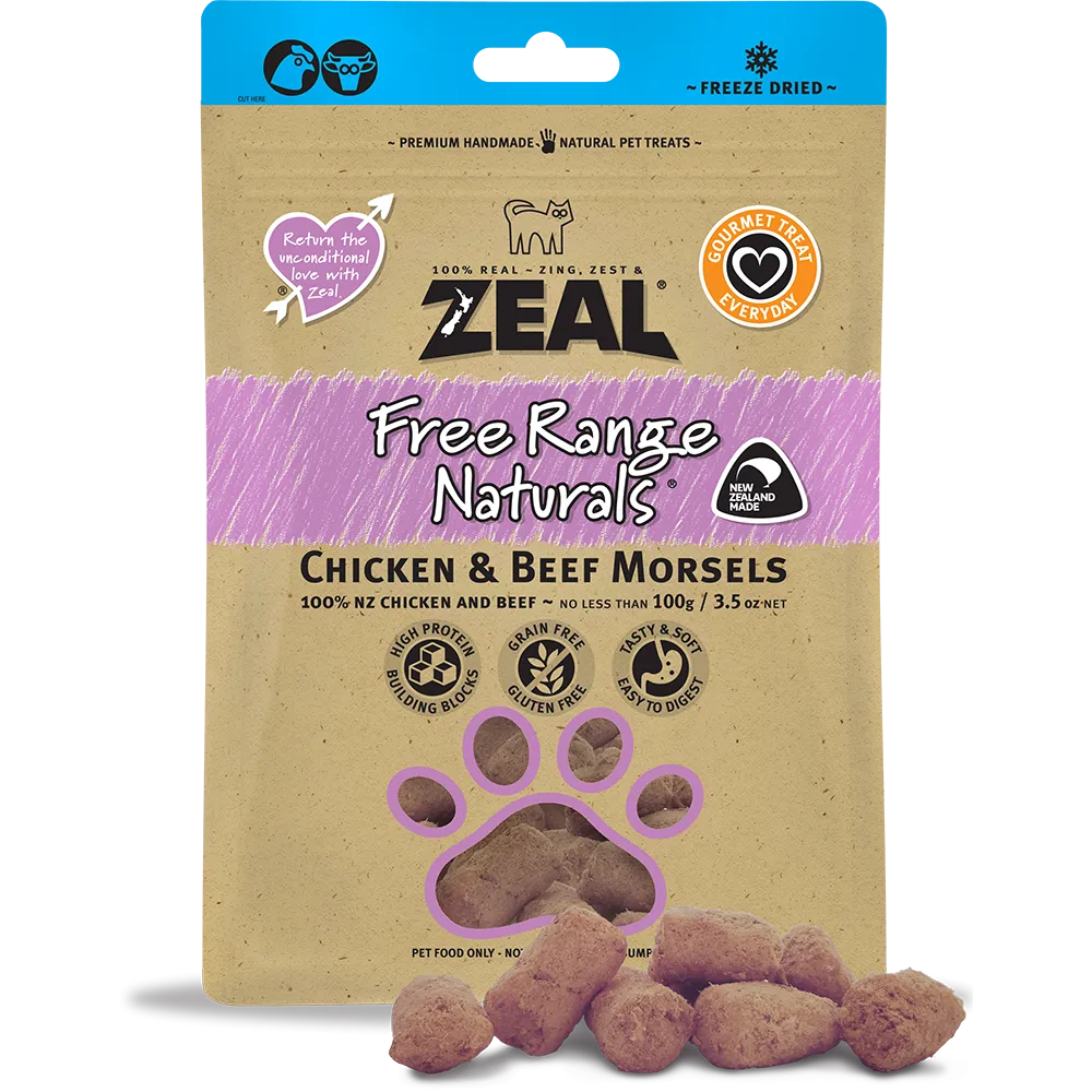 Zeal Free Range Naturals Chicken & Beef Morsels 100g