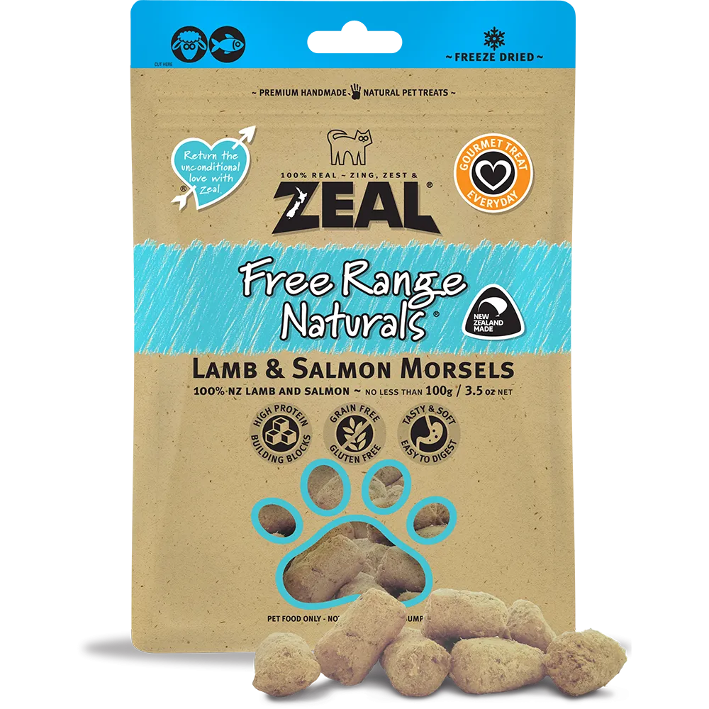 Zeal Free Range Naturals Lamb & Salmon Morsels 100g